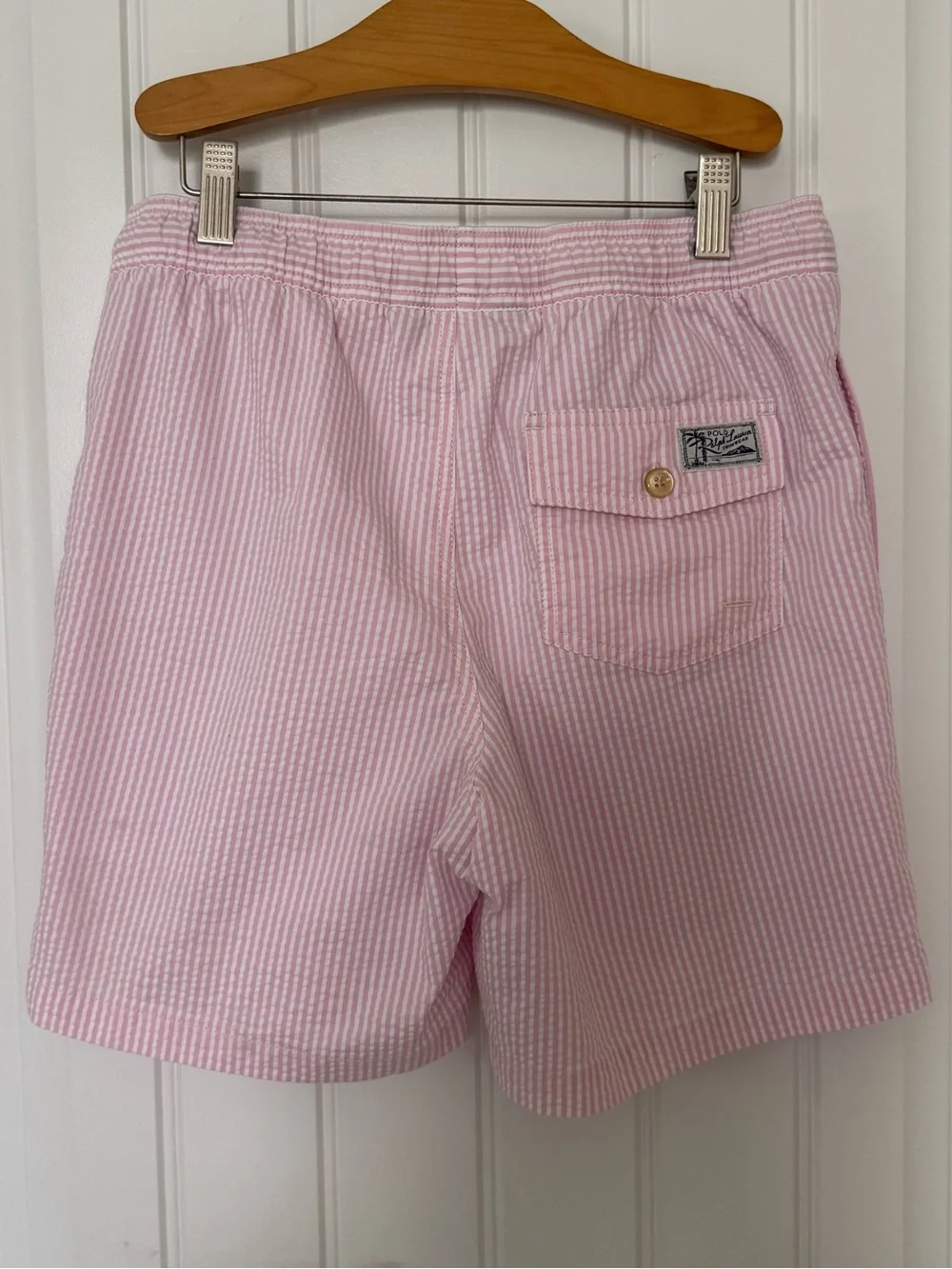 Polo Ralph Lauren Boys Traveler Stretch Seersucker Swim Trunks Size L (14-16)